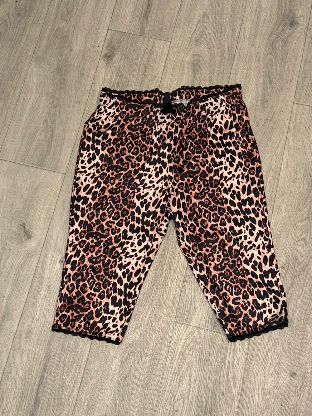 SHEIN Pink and Black Leopard Capris